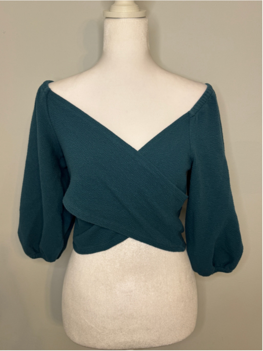 Women's Maeve Anthropologie Teal Crop Blouse Size S